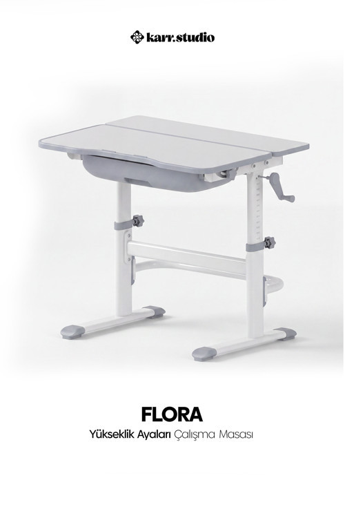 Flora Yükseklik Ayarlı Çocuk Çalışma Masası - Gri