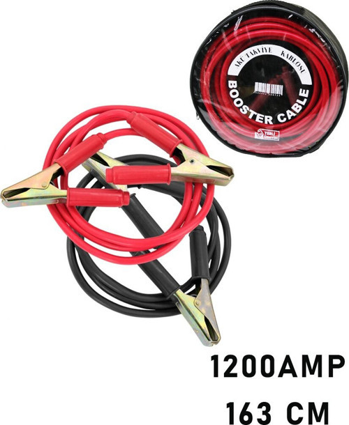 BOOSTER-1212 Oto ve Araç Akü Takviye Kablosu Seti 1.63mt 1200 Amper Pencereli Bez Çantalı