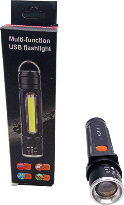 Ranchi Multi-Function RC-517 Zoomlu USB Şarjlı El Feneri Metal Kasa