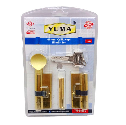 Yuma YM-B68BG Mandallı Çelik Kapı Barel Set 68M Sarı