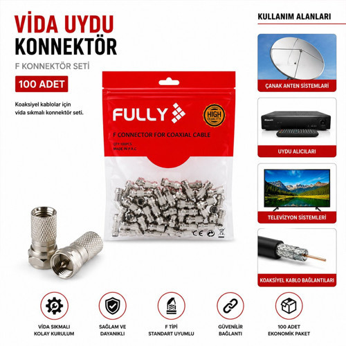 E-320A Uydu Konnektör 100 Adet Vida Ef