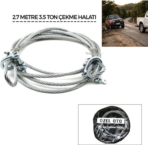 Özel Oto Oto Çekme Halatı 2.7mt 3.5 Ton Çelik PVC Pencereli Bez Çantalı
