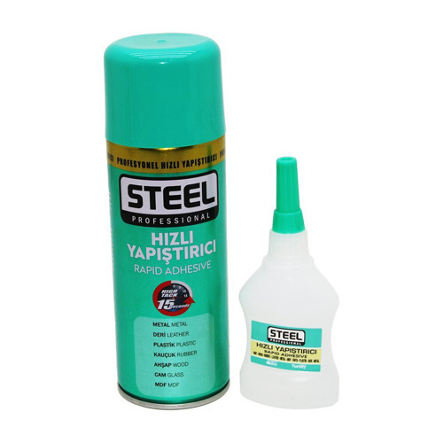 Steel CK-5418 Hızlı Yapıştırıcı 400ml+70gr Brüt Mdf-Ahşap-Metal-Deri-Kauçuk-Plastik-Cam