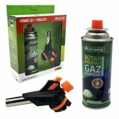 Orcamp CX-500-227 Pürmüz ve Torch Seti (Kamp Gazı 227gr/400ml 2 Adet Pürmüz Torch Çakmak Başlık