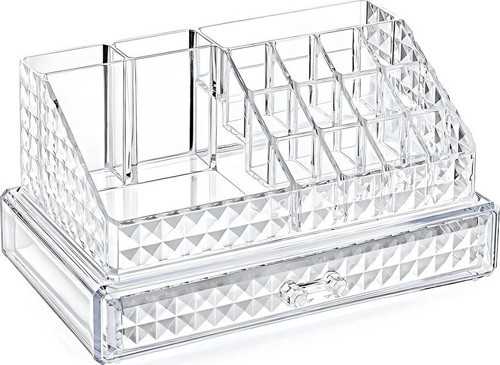 KRC-021 Makyaj ve Takı Organizeri 23.3x13.5x11.5cm Tek ÇEKMECE+16 Bölme Dıamond