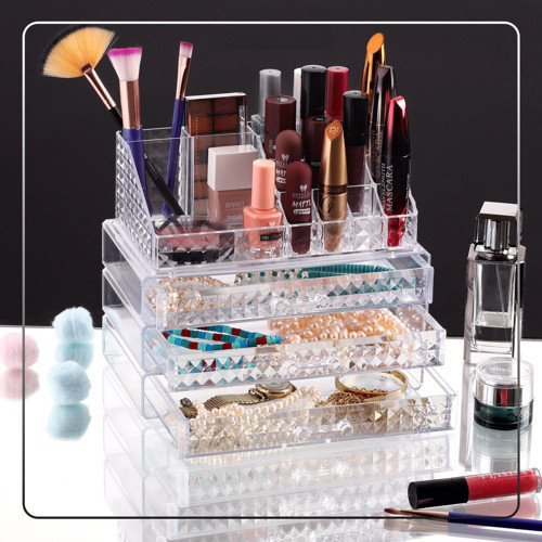 KRC-023 Diamond Makyaj ve Takı Organizer 13.5x23x19cm 3 Adet Çekmeceli 16-BÖLME 12++2+1+1