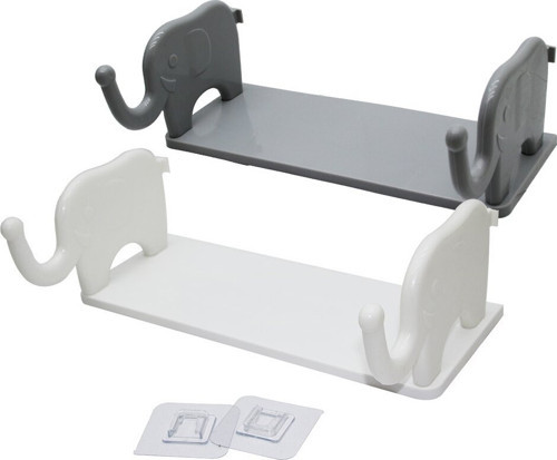 Enfa ENF-716 Tutacaklı Plastik Etejer 12x31cm Beyaz Filli Etajer Yapışkanlı Gri