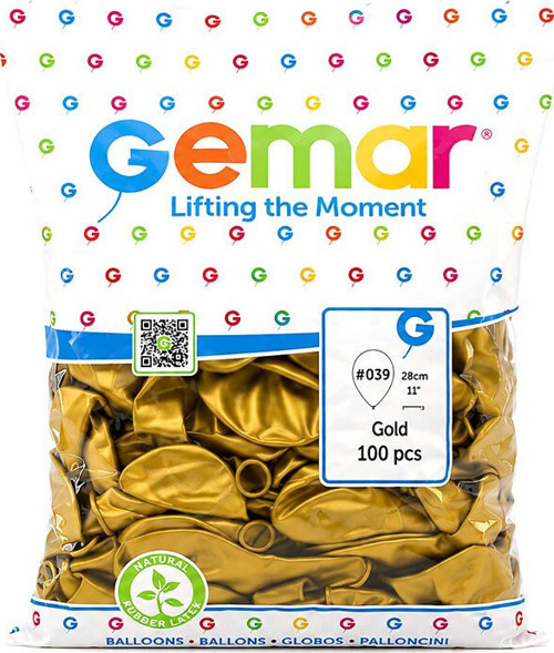 Gemar GM-110-39 Balon 28cm 11'' 100 Adet Gold Metalik