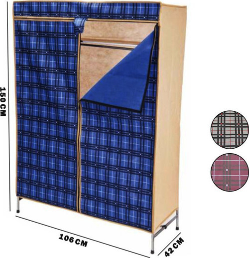 Portatif Gardrop 42x106x150XCM Metal İskelet Renkli Bez Örtü