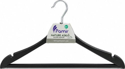 Pamir PMR-128 Natural Elbise Askısı 3 Adet Metal Başlı Sert Plastik