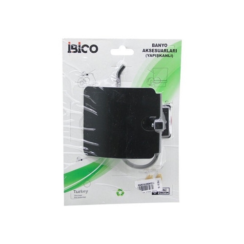 İbico Banyo BNY-703G Siyah Metal Geniş Kapak WC Kağıtlık Yapışkanlı Montaj