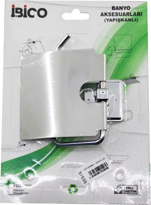 İbico Banyo BNY-503G Metal WC Kağıtlık Geniş Kapaklı Yapışkanlı Montaj