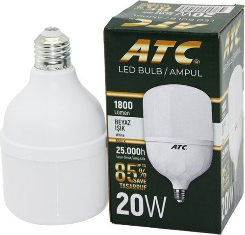 Atc-Lw- Torch LED Bulb Ampul 20W IP40 6500K 1800 Lümen Işık Açısı 240° 25.000 Saat Ömür E27 Beyaz
