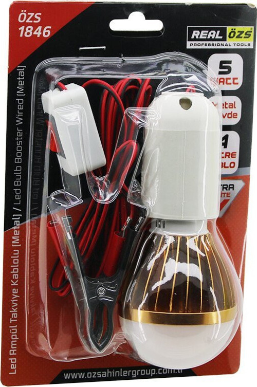 ÖZS-1846 5W Akü Takviye Kablolu 4mt Beyaz Seyyar LED Lamba Renkli Metal Gövde