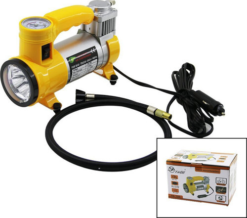 Yage YG-735 Oto ve Araç Hava Kompresörü DC 12V 35LPM 150PSI 15A Fenerli Bisiklet Çakmaklık Fişli Top
