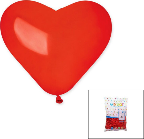 Gemar-Cr Baskısız Kırmızı Kalp Balon #005 25cm 10'' 100 Adet