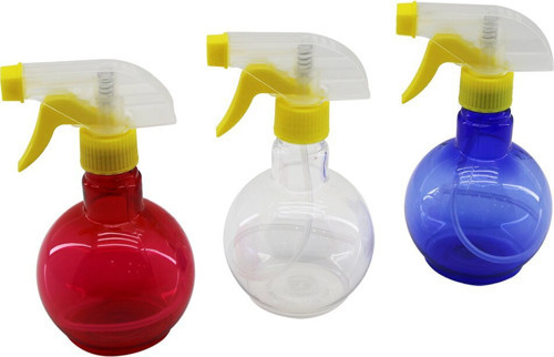 Y-279 Boş Sprey Püskürtücü Şişe 350ml Plastik Renkli Şeffaf Tombul