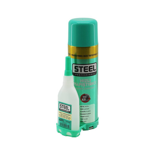 Steel CK-2769 Hızlı Yapıştırıcı 500ml+125gr Brüt Mdf-Ahşap-Metal-Deri-Kauçuk-Plastik-Cam
