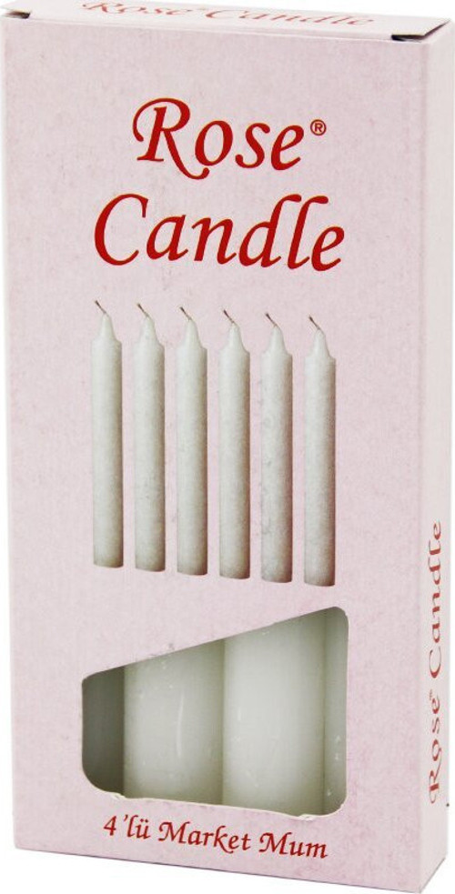 Rose CANDLE-201 Market Mum Çap 2cm Uzunluk 15cm 4 Adet Kalın Beyaz Klasik