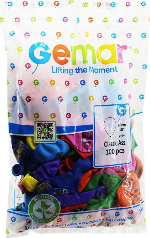 Gemar Classic Ass. GD-90 Balon 26cm 10" Karışık Renkli Baskılı