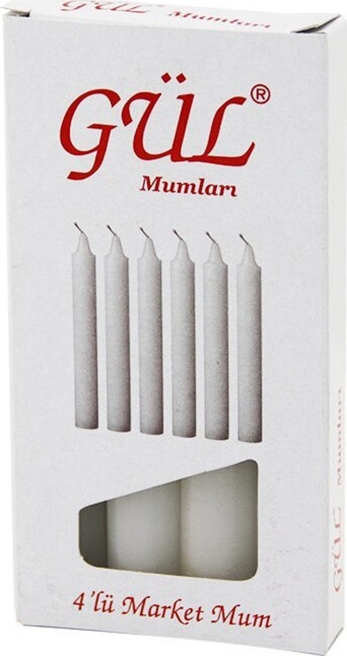 -203 Market Mum Çap 1.6cm Uzunluk 12cm 4 Adet İnce Beyaz Klasik