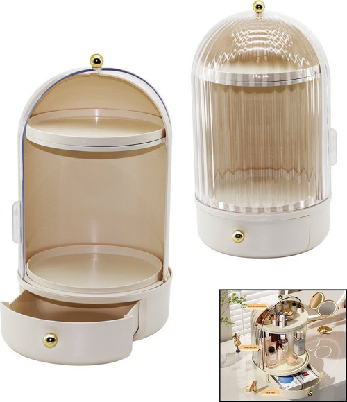 UR-3459 Kozmetik Organizer Y:38cm Ç:21 Vitrin 360° ÇEKMECE+2 Kat Döner Raf
