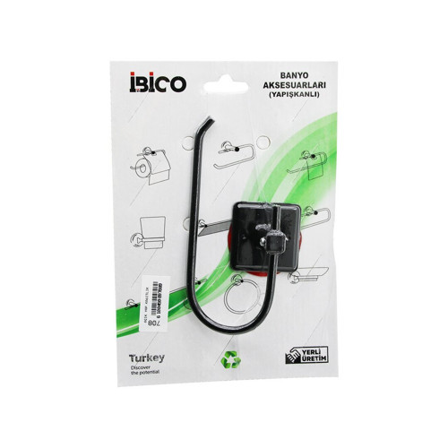 İbico Banyo BNY-708 Kağıtlık Siyah Metal Açık WC Yapışkanlı Montaj