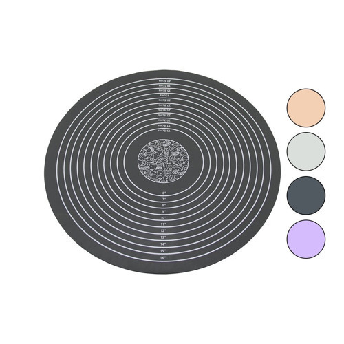 Enfa ENF-998 Hamur Matı 190gr Çap: 45cm Yuvarlak Ölçek Çizimli Renkli Silikon