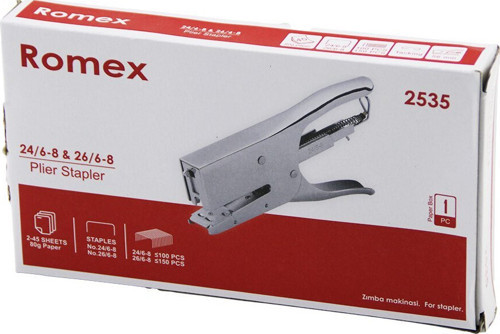 Romex KOD-2535 Çelik Zımba Makinesi 56mm 2-45 Sayfa 80gr 24 /6-8 26 /6-8 100-150 Adet Tel Hazne