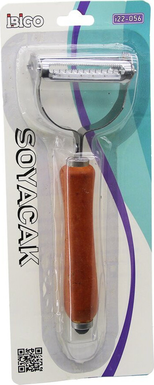 İ22-056 Soyacak Metal Çift Başlı Ahşap Saplı