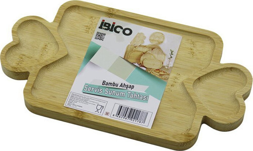 İ22-178 Ahşap Bambu Servis Sunum Tepsi ve Tahtası 25x14x1.4cm Bölme + 1 Dikdörtgen