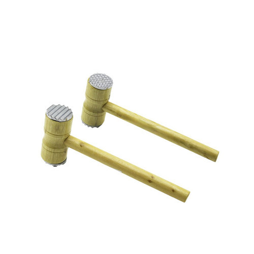 İ22-211 Ahşap Saplı Saplı 25.5cm Tokmak 4.3x10cm Et Dövecek Metal Çift Başlı