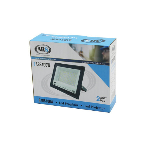 Ars KOD-344046 MODEL-ARS100W LED Projektör 19x15.5cm 2 Adet 50.000 Saat Ömür Aydınlatma Açısı: 120°