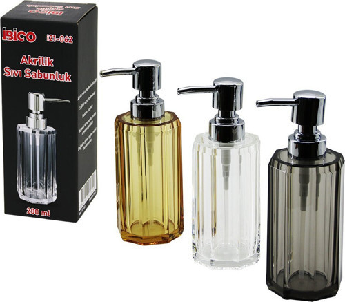 İ21-062 Sıvı Sabunluk 200ml Uzun Şeffaf Renkli Akrilik Sekizgen Mika Kristal