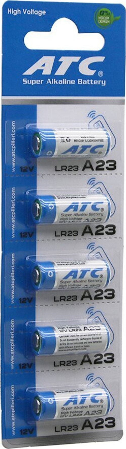 Atc Super Alkaline Battery Araç ve Oto 12V LR23 5'li Kart A23 - 23A Kumanda Pili