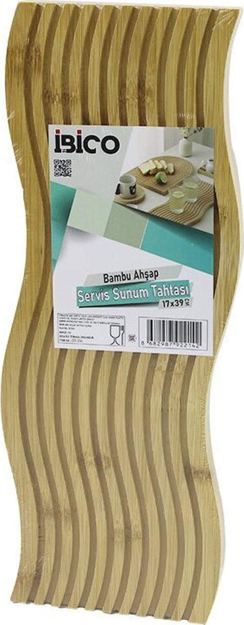 İ22-214 Ahşap Bambu Servis Sunum Tahtası 17x39x1.5cm Kanallı Çift Taraf Düz