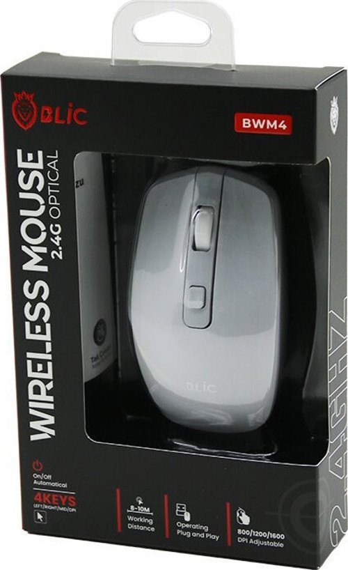 Blic - BWM4 Kablosuz Mouse 2.4G 1600DPI 8-10M Distance Beyaz Wireless