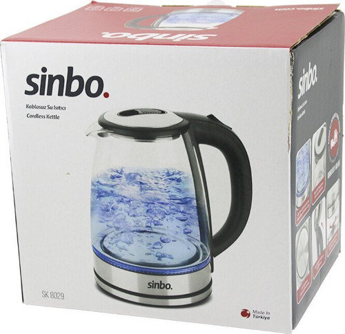 SK-8029 Kettle Su Isıtıcısı 1.8lt 1850-2200W 360° Dönebilme Özellik Gizli Rezidans Cam