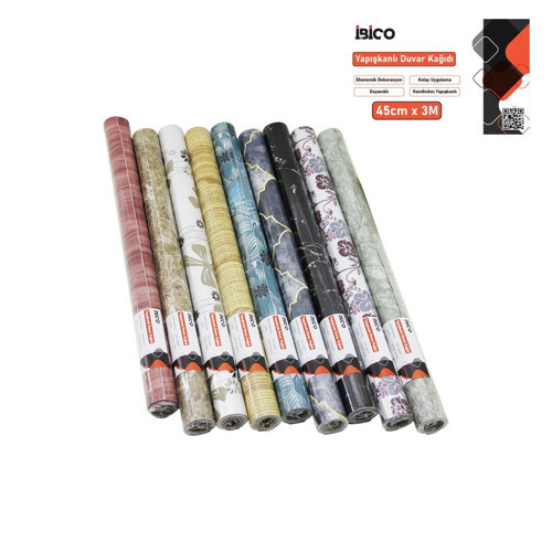 İ13-071 Mix Desenli Folyo Duvar Kağıt 3mt X 45cm Dayanıklı Dekorasyon Kendinden Yapışkanlı