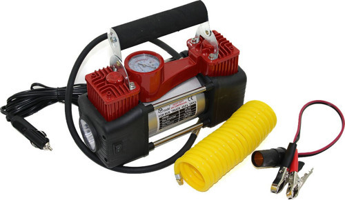 Yage YG-842 Hava Kompresörü DC/12V 15AMP 150PSI Araç Fenerli Çift Silindir BAR Göstergeli Oto