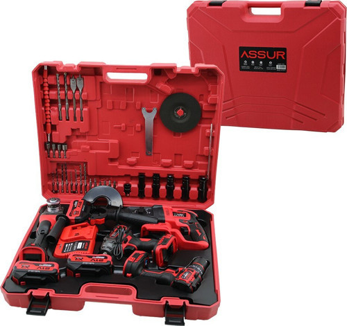 Assur ASR-1122 Plastik Çantalı Şarjlı 21V 4 Adet Somun Matkap Vidalama Spral Taşlama