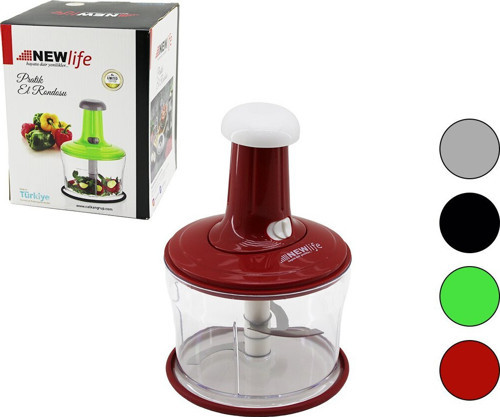Newlife CLKN-850 Pratik El Rondosu Doğrayıcı 3 Bıçaklı Basmalı Mika Kristal Pls.Hazne