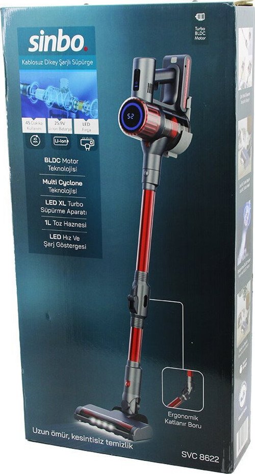 SVC-8622 Kablosuz Elektrikli Süpürge 1lt Toz Hazne Dikey Ergomik Sap XL Turbo Aparat