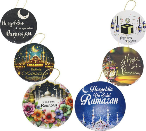 İbico Büyük Kapı Süsü Epoksi Yuvarlak Hoşgeldin Ramazan
