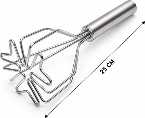 İ22-414 Patates Ezici Çap: 9cm Krom Saplı 12cm Toplam Uzunluk: 26cm Metal Kalp Şekil