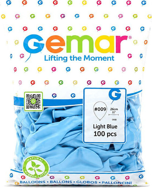 Gemar GM-90-09 Balon 26cm 10'' 100 Adet İç Mekan Açık Mavi