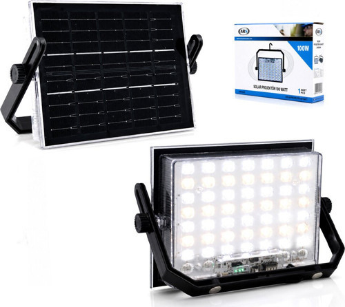 ARS-348960 Lmb Güneş Enerjili LED Işık 100W 3 Farklı LED Işık Kamp Solar Fener Projektör Dış Mekan