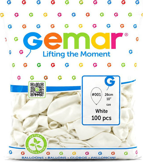 Gemar GM-90-01 Balon 26cm 10'' 100 Adet Beyaz İç Mekan