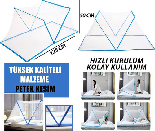 KRT-1128 cm-451 Sinek Koruyucu Cibinlik ve Tül 50x125cm Çocuk Bebek Portatif Kullanım