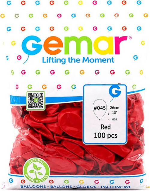 Gemar GM-90-45 Balon 26cm 10'' 100 Adet Kırmızı İç Mekan